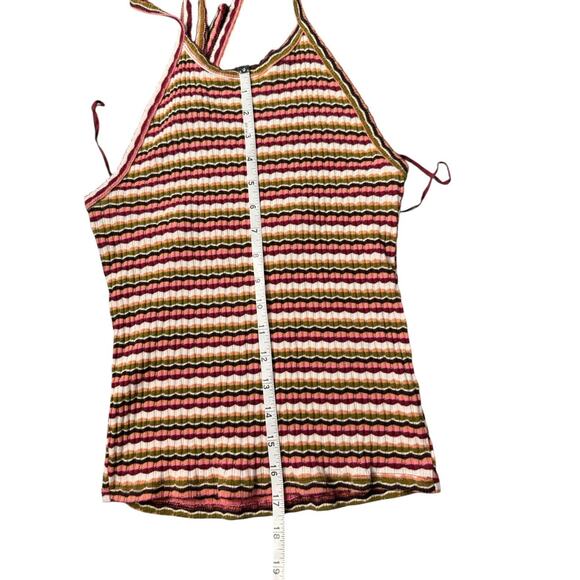 AE American Eagle Women's Striped Ribbed Halter Crop Top Multi Color Size Medium - Picture 14 of 15